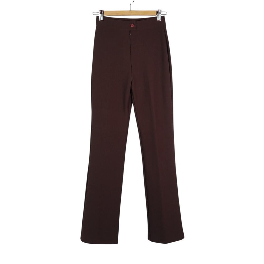 Vintage 90s Aziz Chocolate Brown Rib Knit High Rise Bootcut Pants M